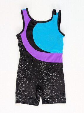 Danskin Now Girls Sparkly Gymnastics Biketard Unitard Girls Size XS 4/5 Dance